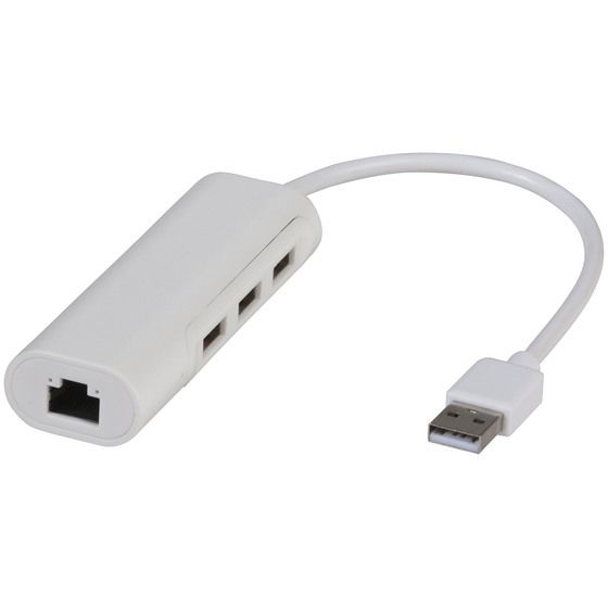 Jaycar USB 2.0 to Ethernet Adaptor with 3-Port USB Hub | 10/100Mbps