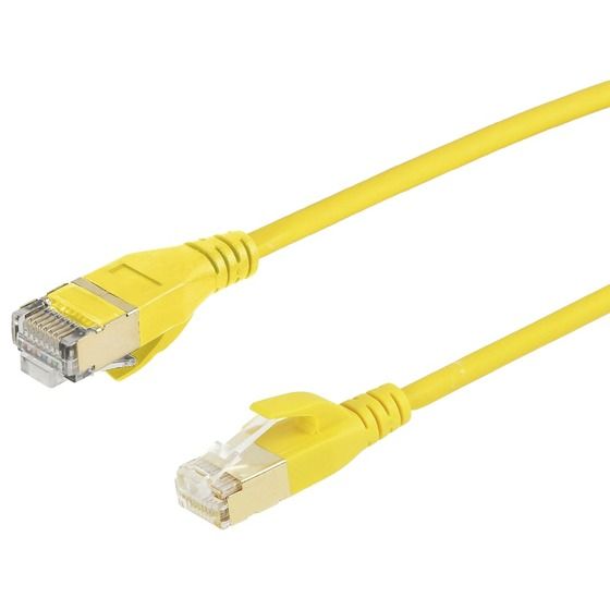 Jaycar CAT7 Ultra Thin Patch Cable, 25cm, Yellow – 6 Pack | 40Gbps RJ45 FTP Shielded