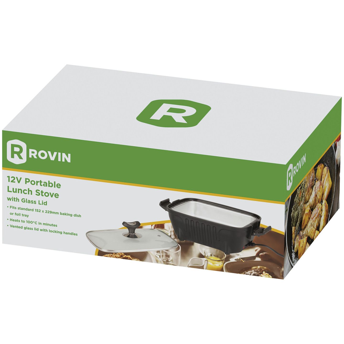 Rovin 12V Portable Lunch Stove with Glass Lid