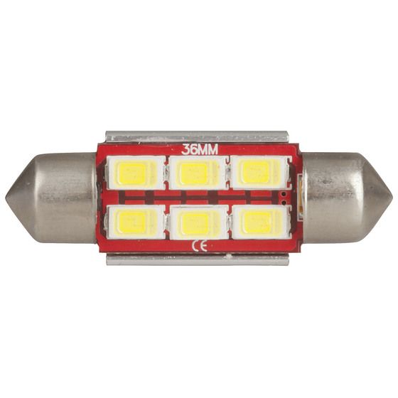 Jaycar 36mm LED Festoon Globe | 6x5730 SMD LEDs | CANBus Compatible