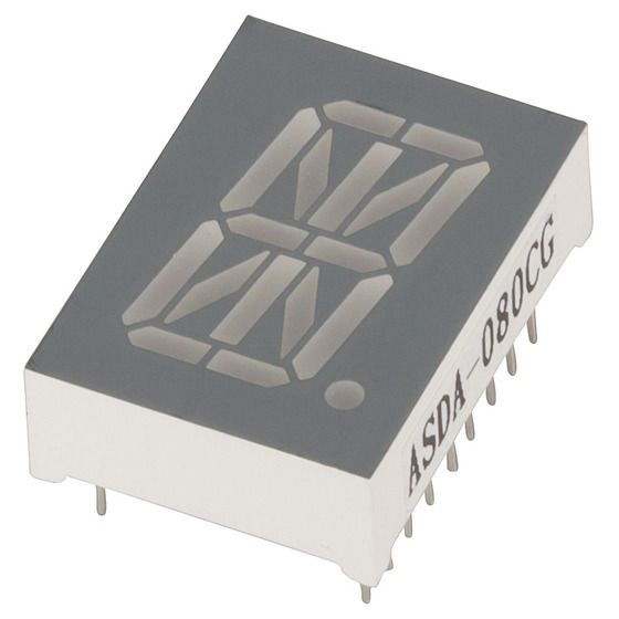 Jaycar Green 16-Segment Common Cathode LED Display Module