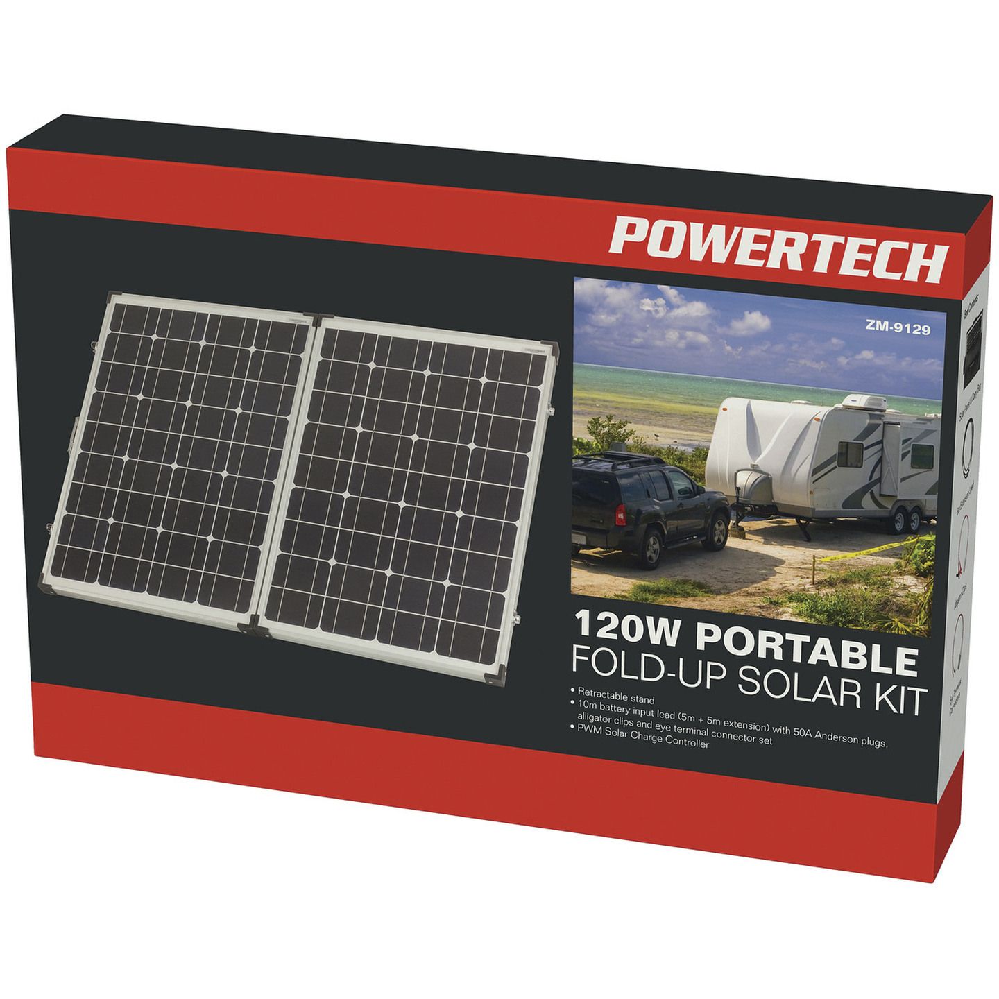 Powertech 120W Folding Solar Panel with 10m Lead