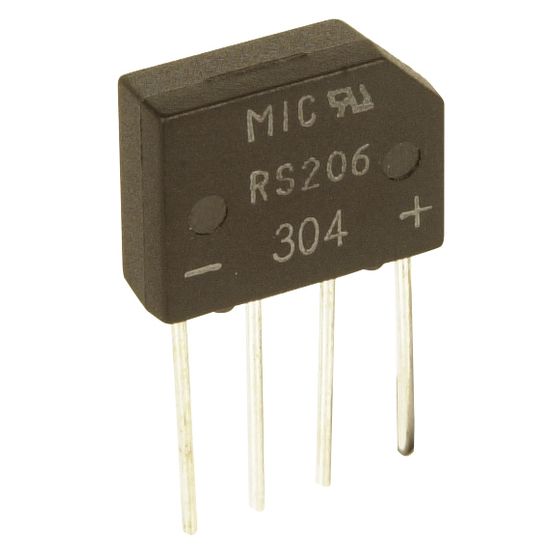 RS206 2A 600V Inline/PCB Bridge Rectifier – Jaycar